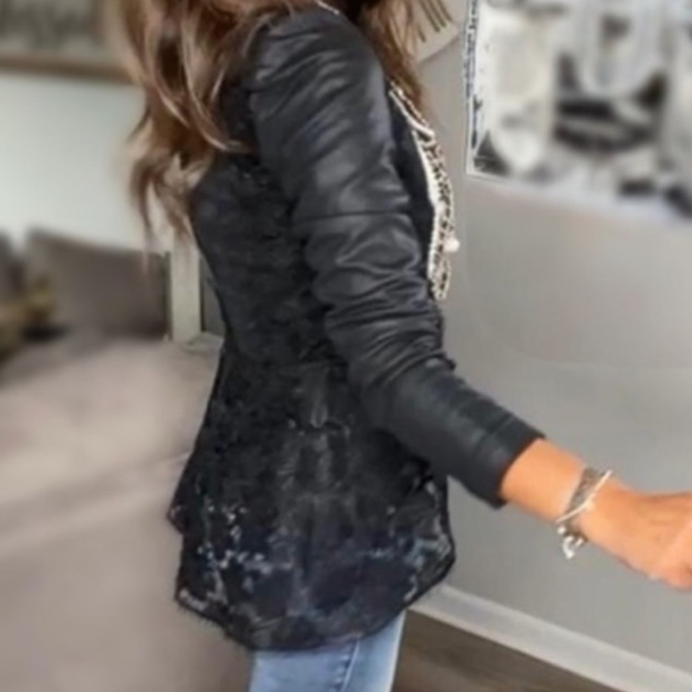 White House Black Market Coated & Lace Moto Jacket NEW! - Picture 5 of 13